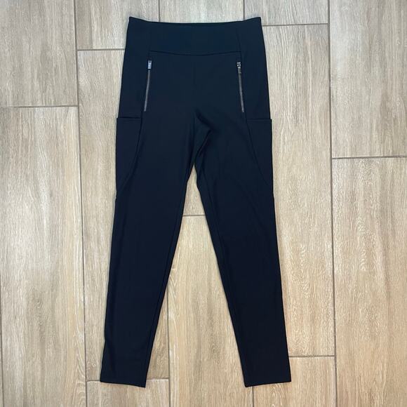 Athleta Brooklyn Ankle Pants Black Size 4 Recycled Nylon Stretch Zip Pockets - Picture 1 of 9